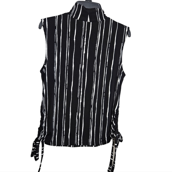 Worthington Sleeveless Black Blouse Cinch Tie Sides Mock Neck Top NWT Size XS - Picture 7 of 9
